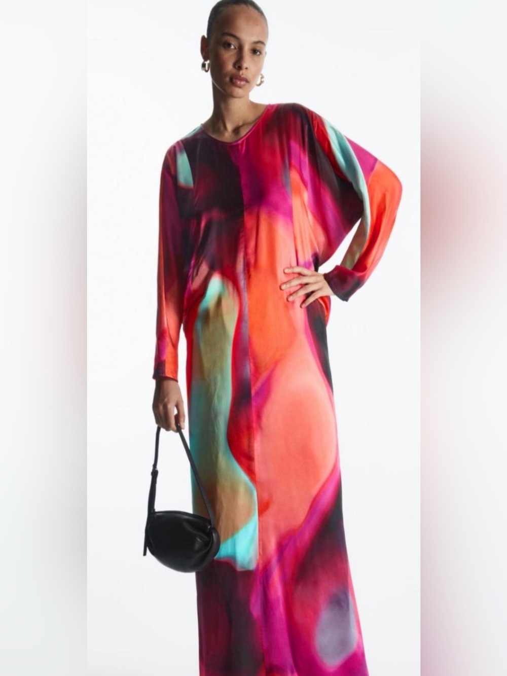 COS Printed Dolman-Sleeve Maxi Dress Size 14